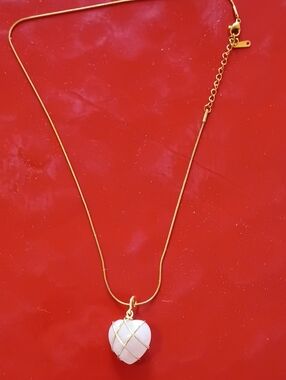 Gold-Tone Necklace with White Heart Pendant